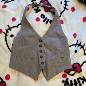 Gray Pinstripe Women's Halter Top